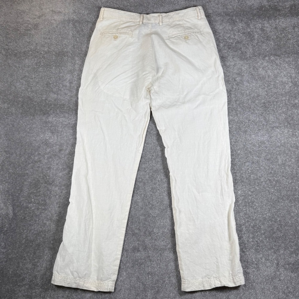 Bohio Pants Mens 34x31 Off White Cream 100% Linen Straight Leg Flat Front Casual - Picture 2 of 7